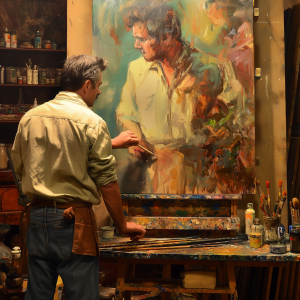 To Man Working In Studio